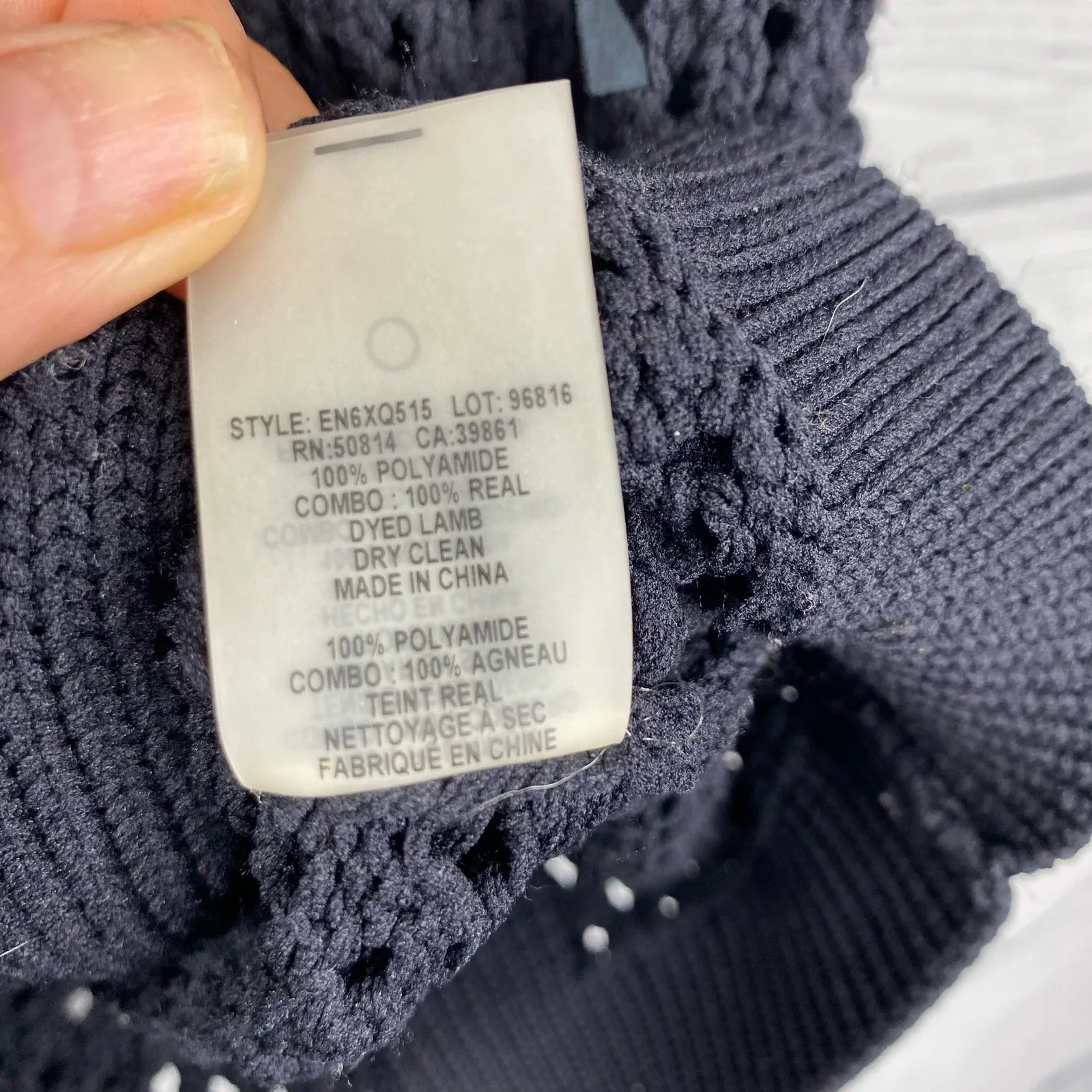 Crochet Leather Fringe Black Short Sleeve Open Knit Sweater Gothic Size Small - Image 11