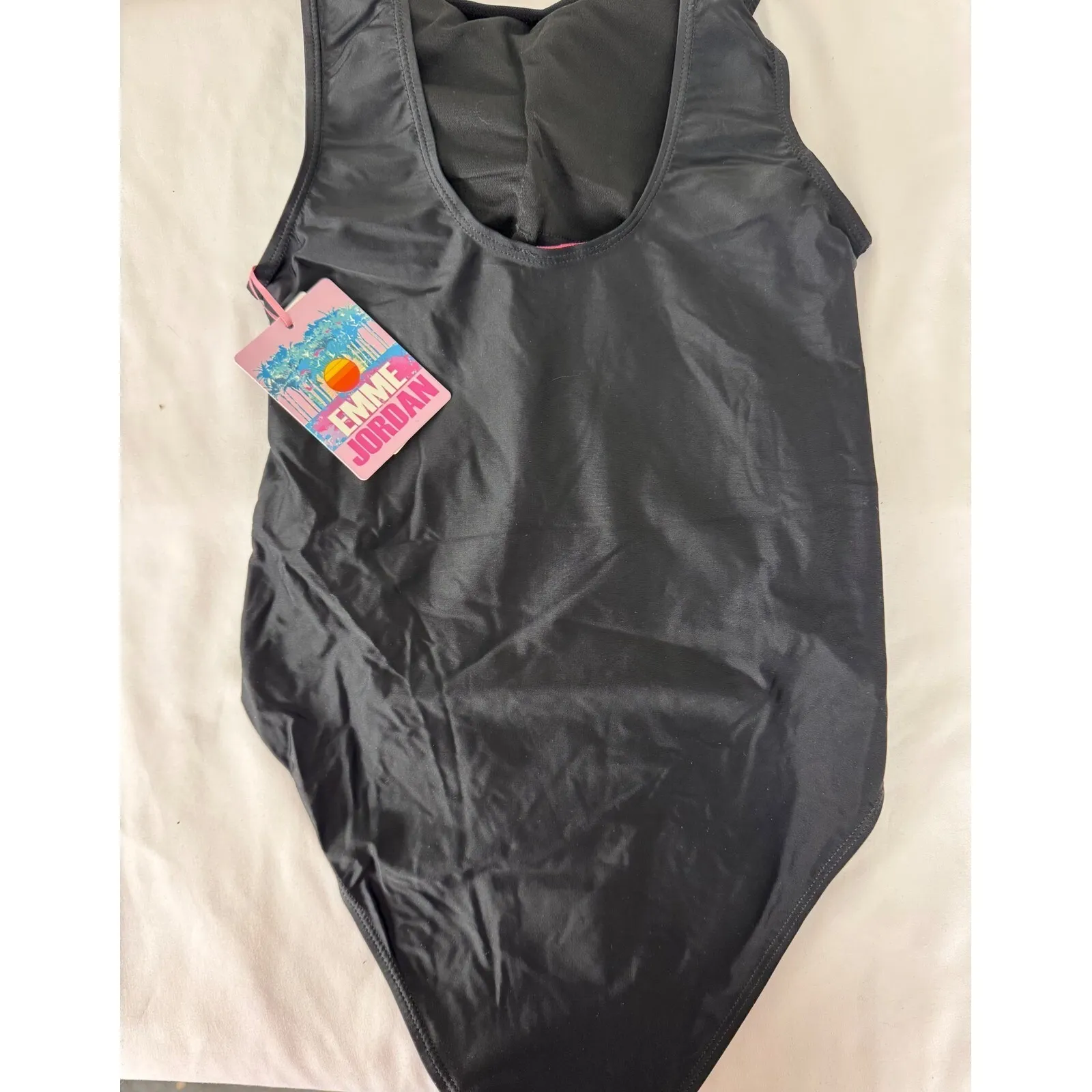 Emme Jordan Black One Piece‎ Swimsuit V Neck Sleeveless Size S - Image 3