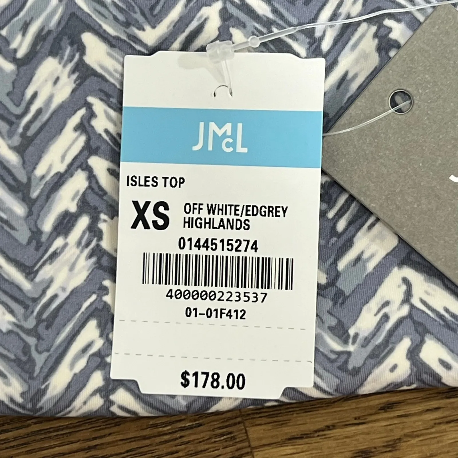 J Mclaughlin Isles Top XS NWT $178 1/4 Zip Long Sleeve Acadia Gray‎ White - Image 5