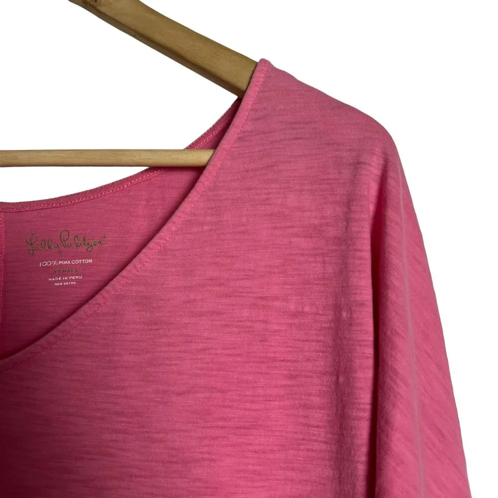 Lilly Pulitzer Eliza Watermelon Pink Knit Short Sleeve V-Neck Dress Size XS - Image 3