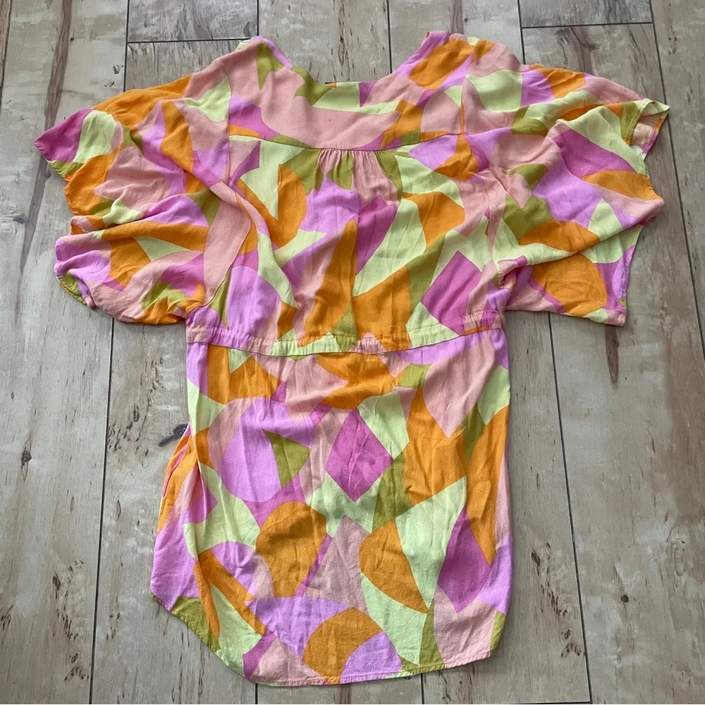 Vici Collection Mini Kimono Dress W Tie Waist & Buttons Women’s S Multi Colors - Image 7