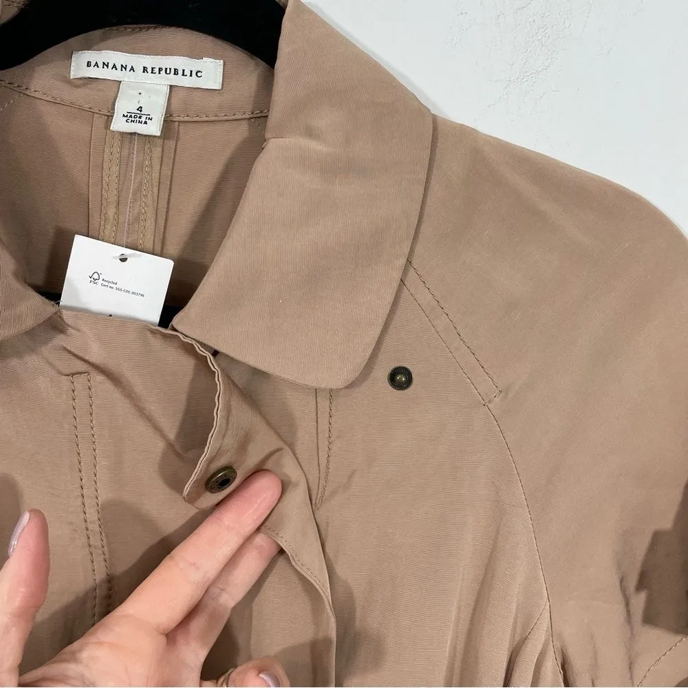 NWT‎ Banana Republic Trench Dress Size 4 Khaki Belted Pockets Full Zip - Image 9