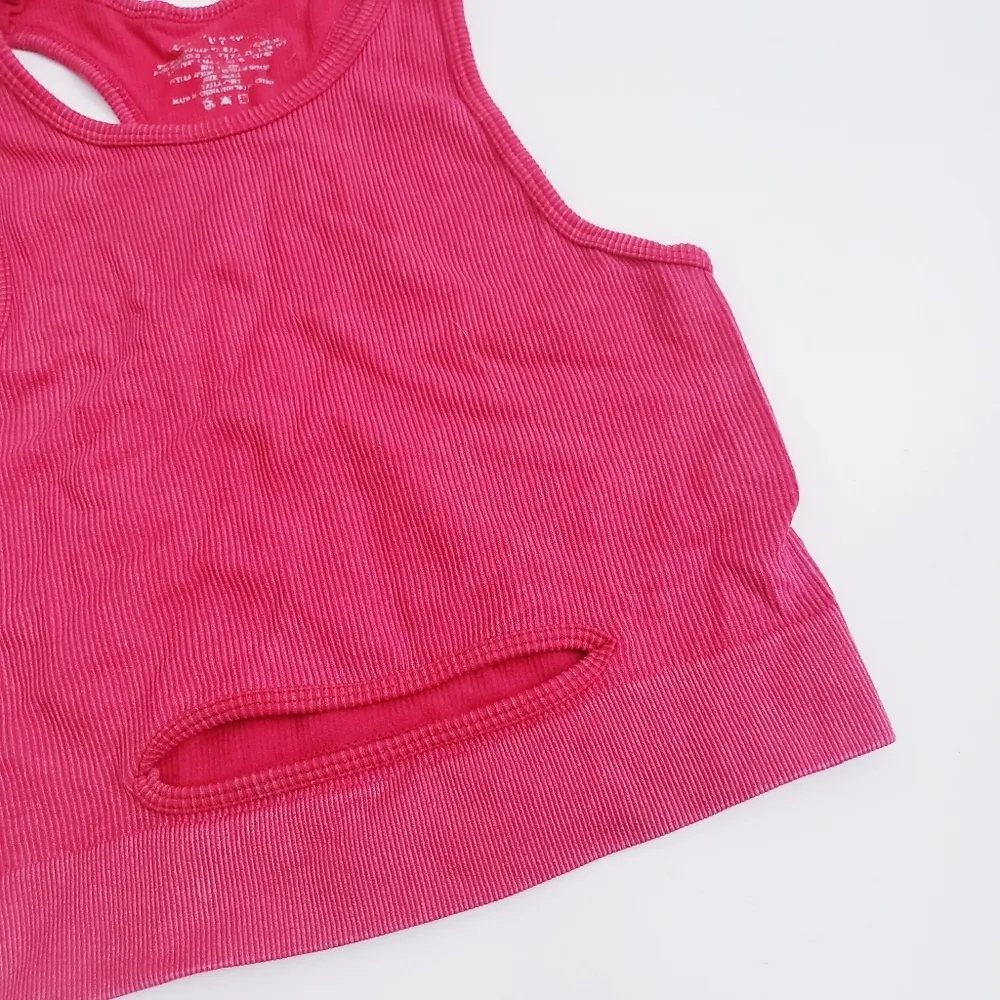 Free People Ribbed Cropped Boho Racerback Tank Top - Image 3