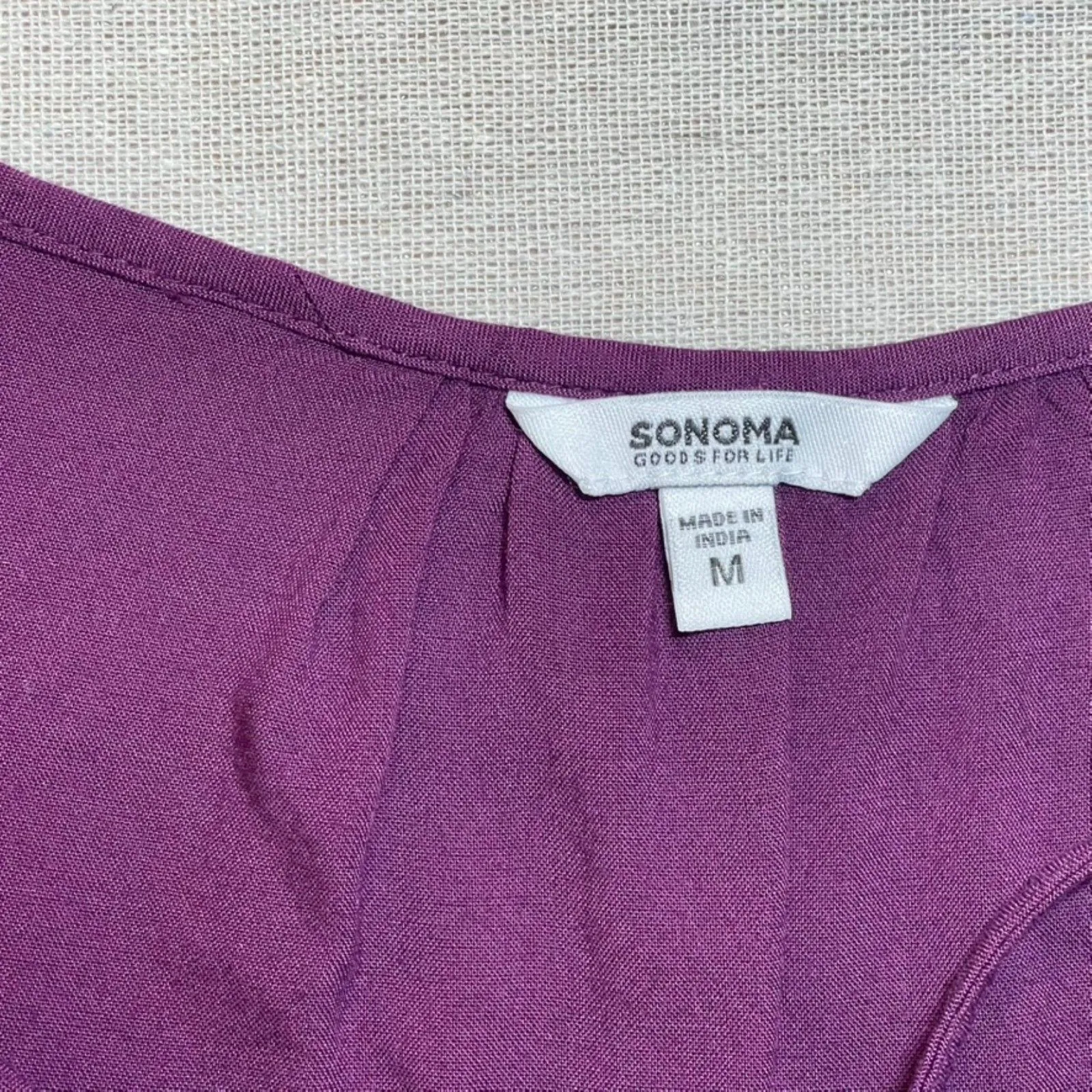 Sonoma | Plum Embroidered Boho Sleeveless Top | Medium - Image 6