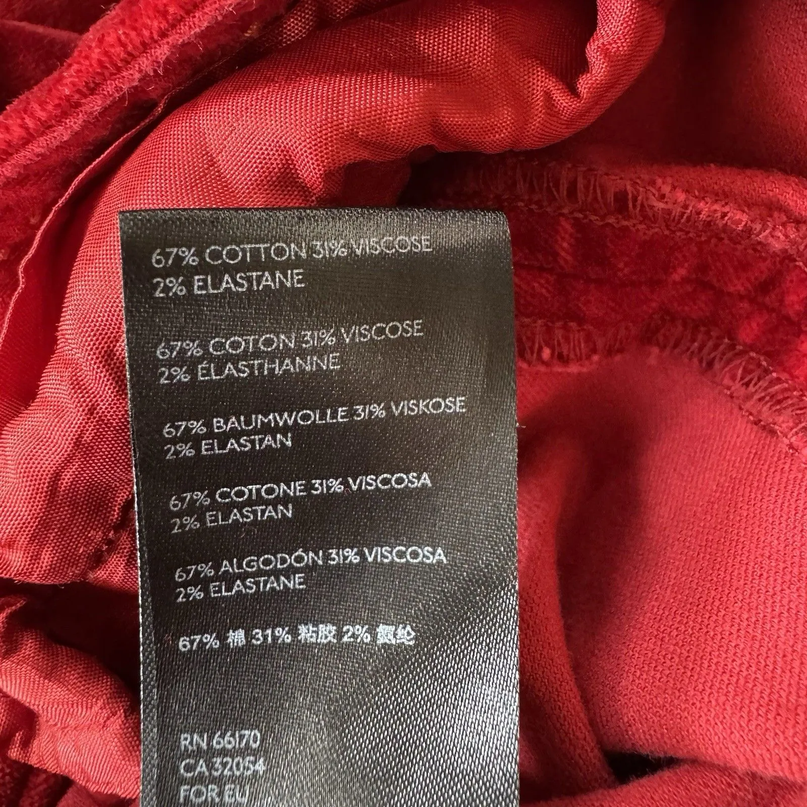 Anthropologie The Essential Slim Ankle Red Velvet Velour Trousers Size 10P - Image 8