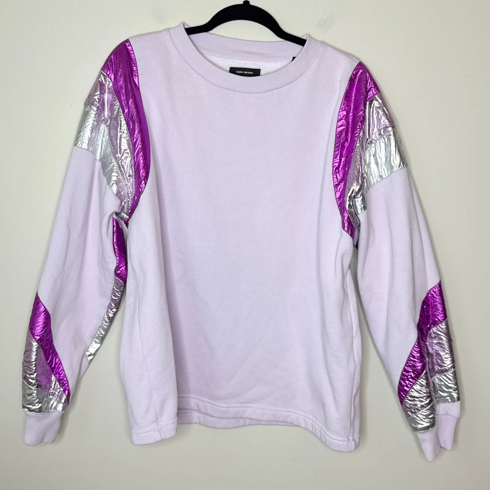 Isabel Marant Menji Purple Metallic Panel Sweatshirt Size Large MSRP $570 - Image 4