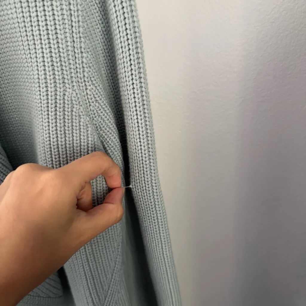 Eileen Fisher Small NWOT Organic Cotton Crop Cardigan Bell Sleeve Pastel Blue - Image 5