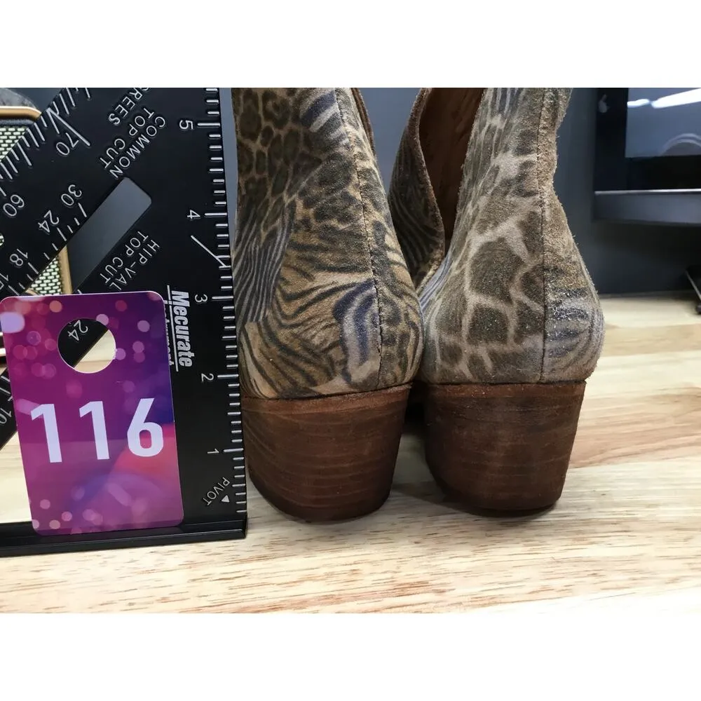 Free People Charm Double V Ankle Boots Women's 5.5 Animal Print Stacked Heel - Image 3