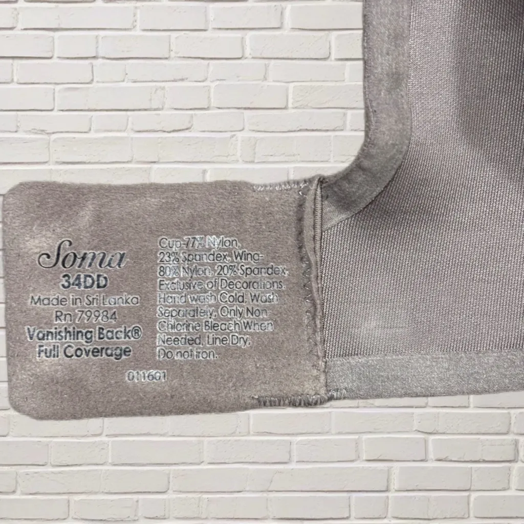 Soma Vanishing Back Full Coverage Underwire T-Shirt Bra 34DD Smoothing Neutral - Image 4