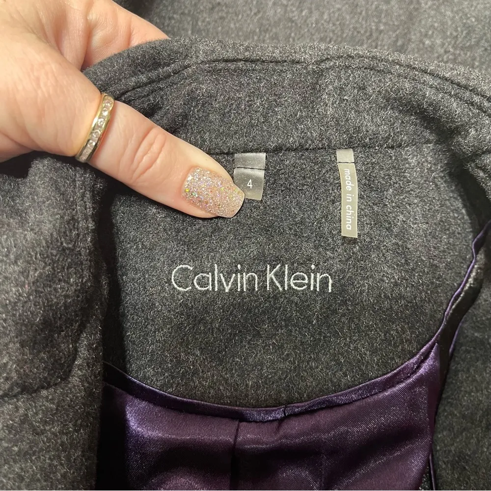 Calvin Klein Wool Cashmere Peacoat Gray Winter Dress Coat 4 Small - Image 9