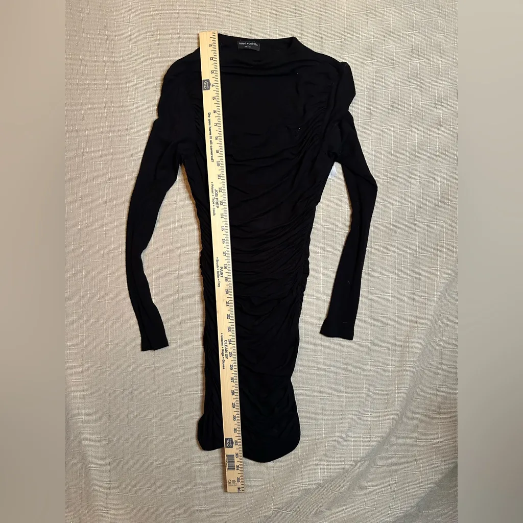 Naked Wardrobe Ruched Long Sleeve Cutout Minidress Bodycon Black Stretch Small - Image 8