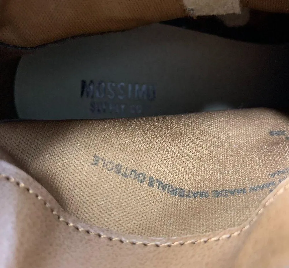 Mossimo Faux Suede Western Ankle Boots 7.5 Taupe Side Zipper Fringe Block Heel - Image 8