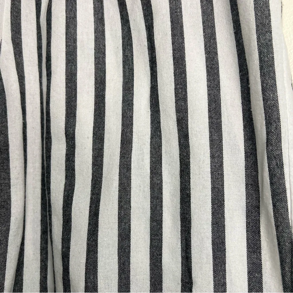 Skies Are Blue Black White Striped Cotton Pants M Pull-On High Rise - Image 3