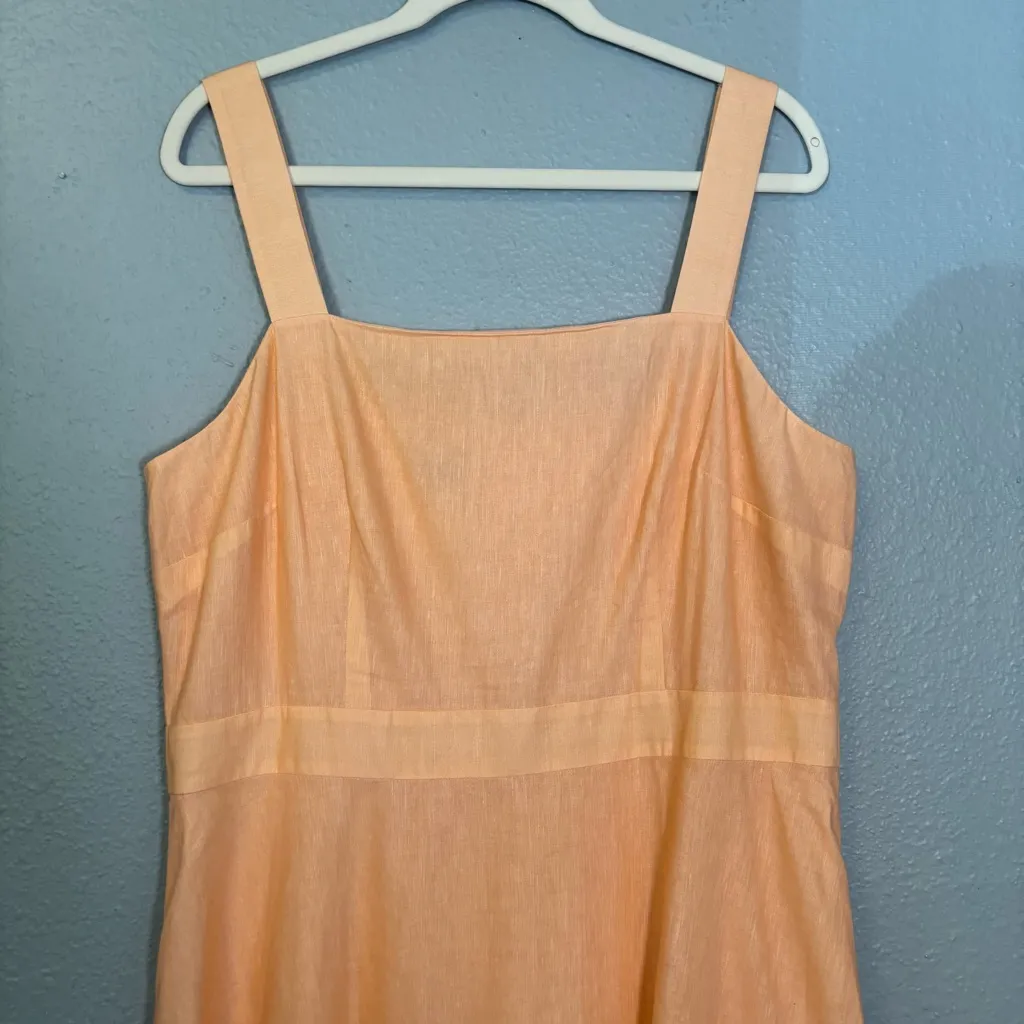 NWT Talbots Peach Linen Maxi Dress Sunset Horizon Tropical Size 14 Resort Summer - Image 5