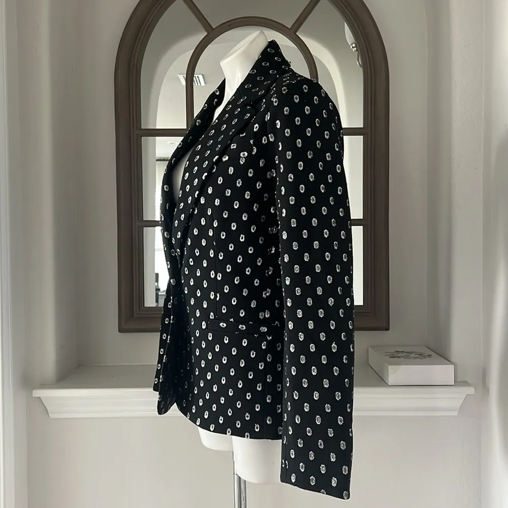 Tanya Taylor Andie Silk Blend Jacket/Blazer, Black/Silver Size 6 New w/Tag $595 - Image 10