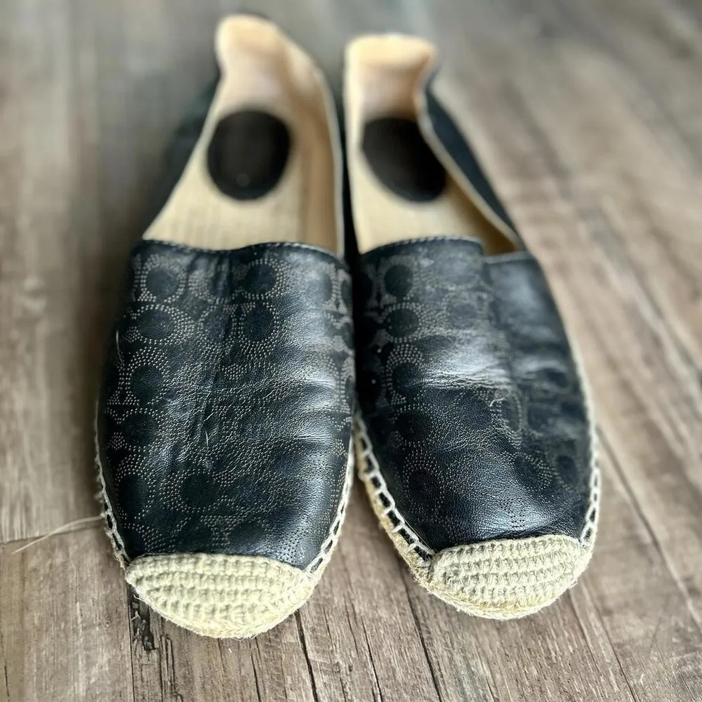 COACH Carley Soft Leather Espadrille Flats Black SIZE 6.5 US - Image 2