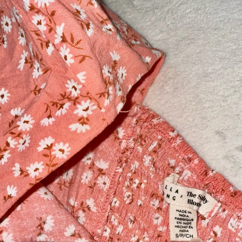 Billabong  Pink Floral One-Shoulder Crop Top - Image 4