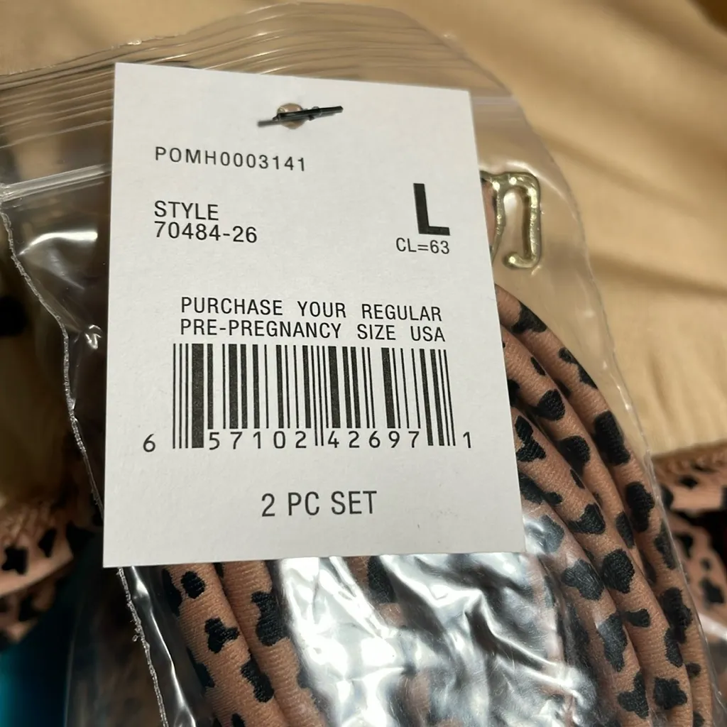 Maternity A Pea In The Pod 2 Pc Maternity Swimsuit Cheetah Print L NWT - Image 4