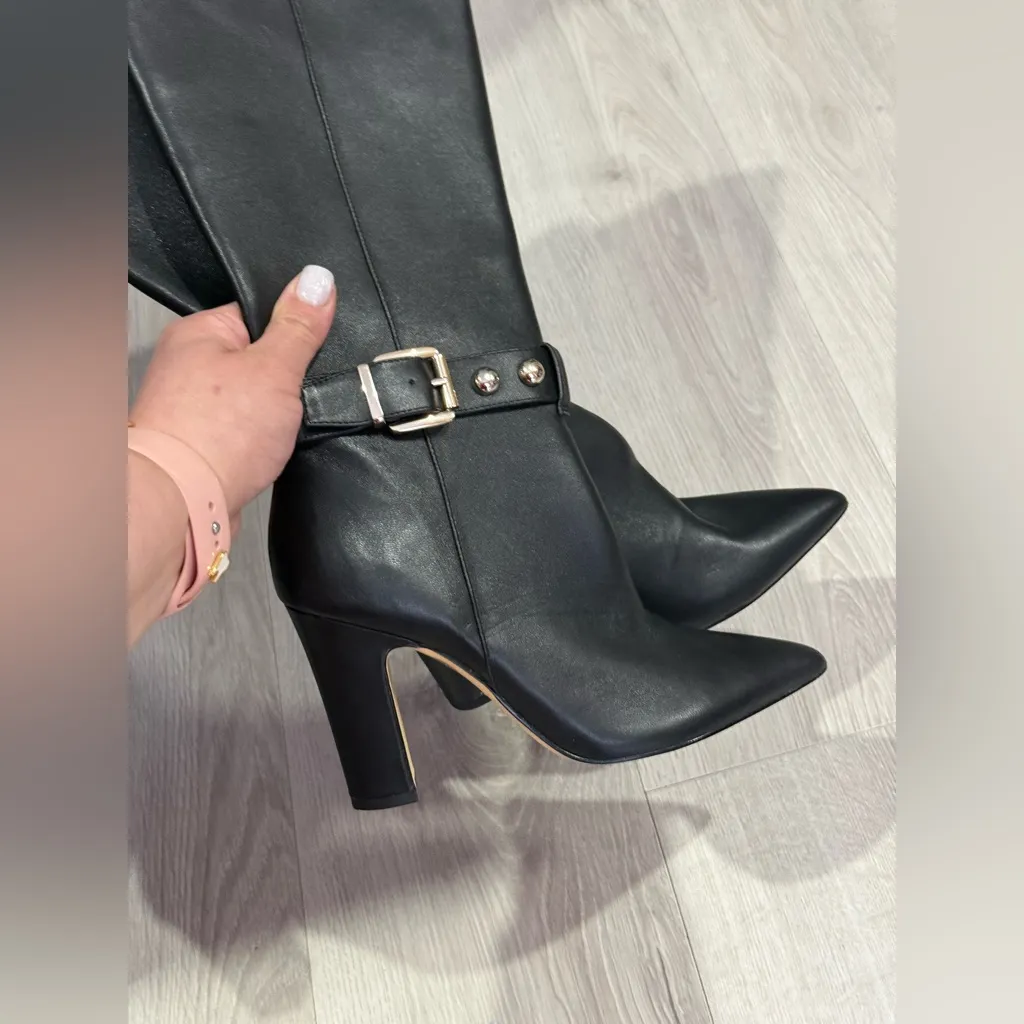 White House Black Market Amari Leather Military High-Heel Boot in Black Size 6.5 - Image 10