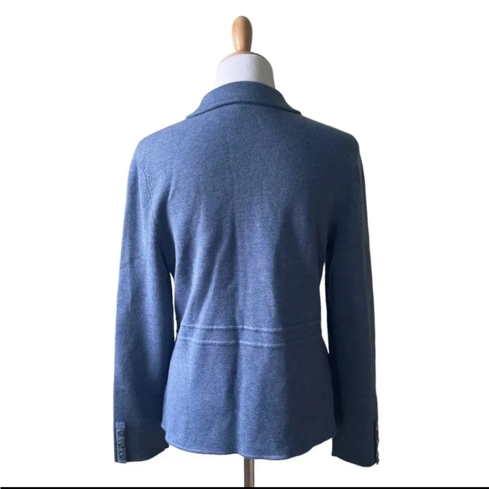 Talbots Merino Sweater Jacket Blazer in Heathered Denim Blue Medium - Image 5