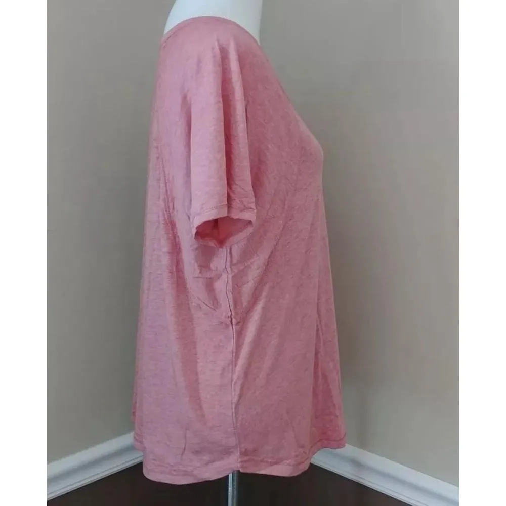 NEW Allison Brittney Short Sleeve Peach Pink Oversized Burnout Tee Womens Small - Image 3