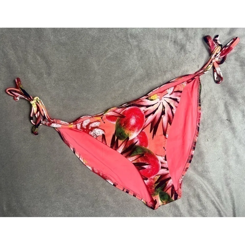 & Other Stories Tropical Fruit Orange Peach Side Tie Bikini Bottoms Size 12 Larg - Image 2