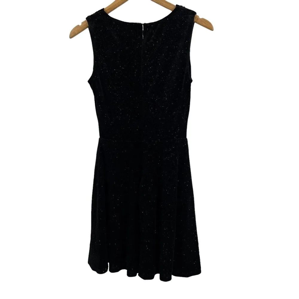 Cosmopolitan x Dress the Population Dress Black Sparkle V Neck Flare Small New - Image 4