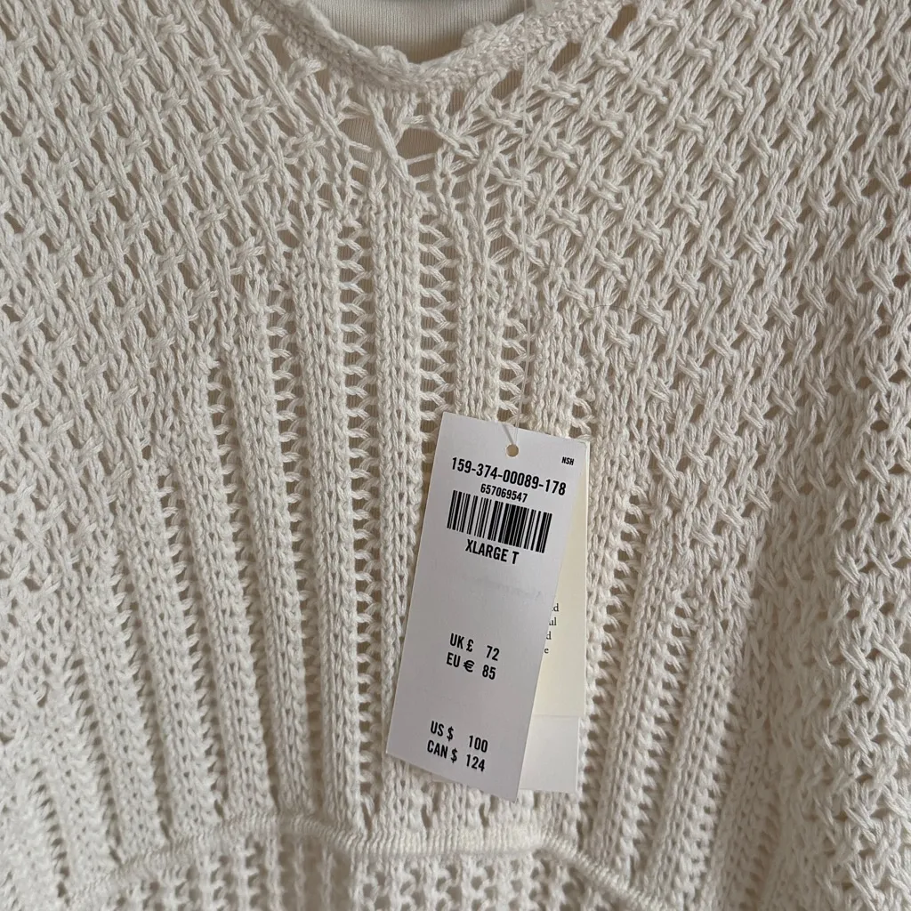 NEW Abercrombie & Fitch Crochet-Style Mini Dress Size Large NWT Cream Beach Boho - Image 6