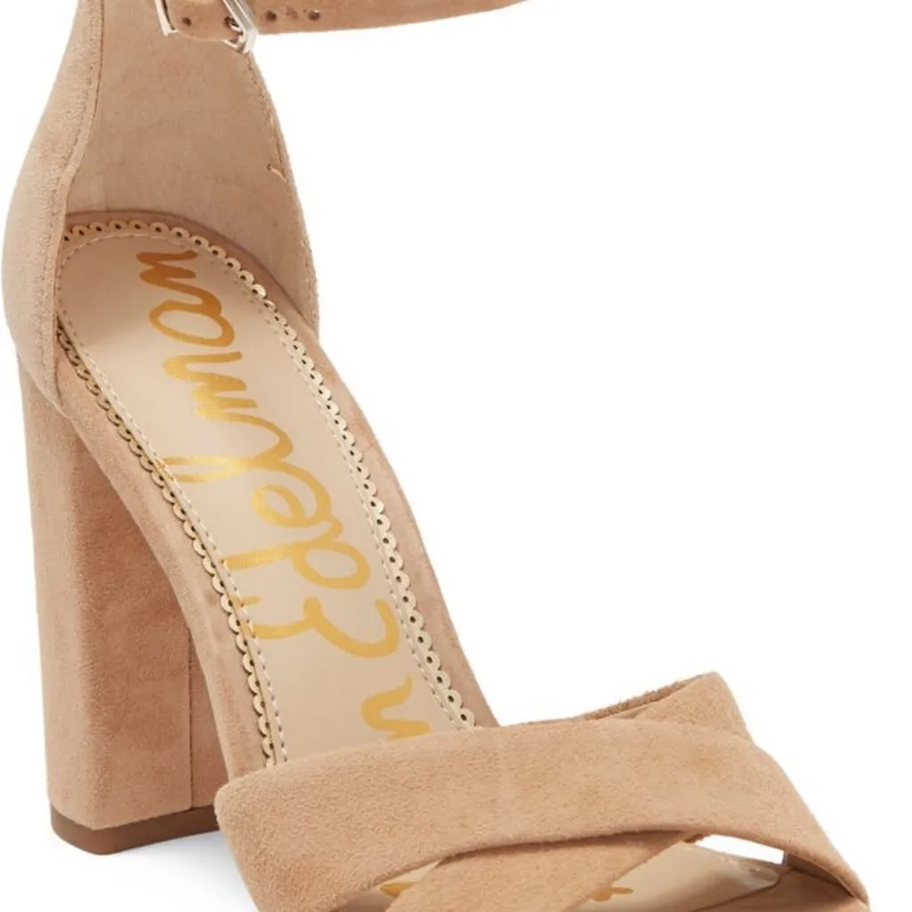 Sam Edelman Yancy Ankle Strap Block Heel Suede Leather Women’s size 11 Beige Tan - Image 2