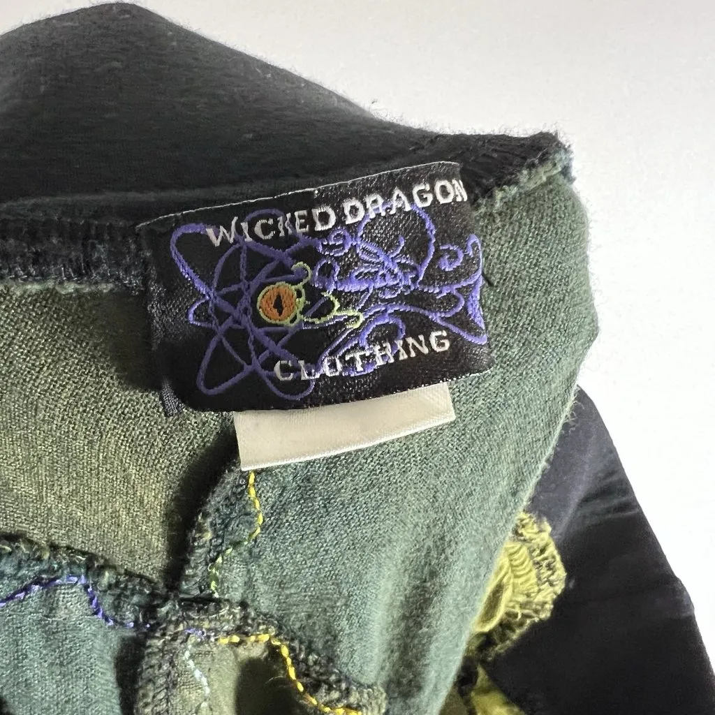 Wicked‎ Dragon Maxi Skirt Witchy Goddess Long black green gypsy skirt Boho large - Image 8