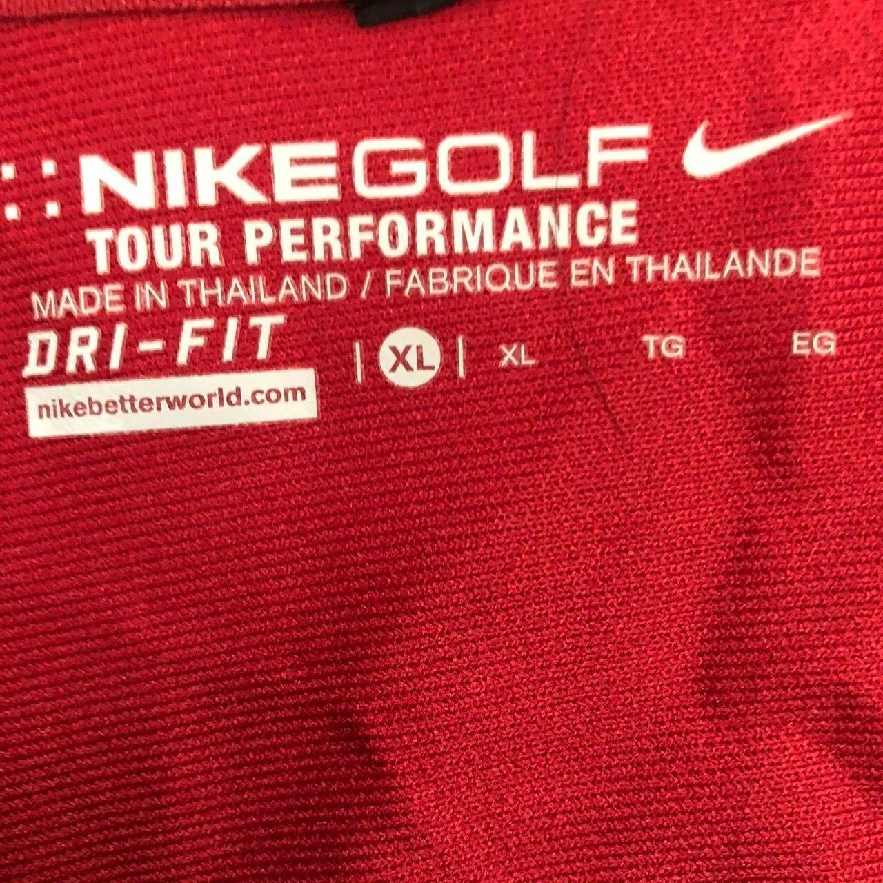 Nike Golf Polo Shirt Tour Performance Red l DRI-FIT XL Measurement in pics Great condition - Image 2