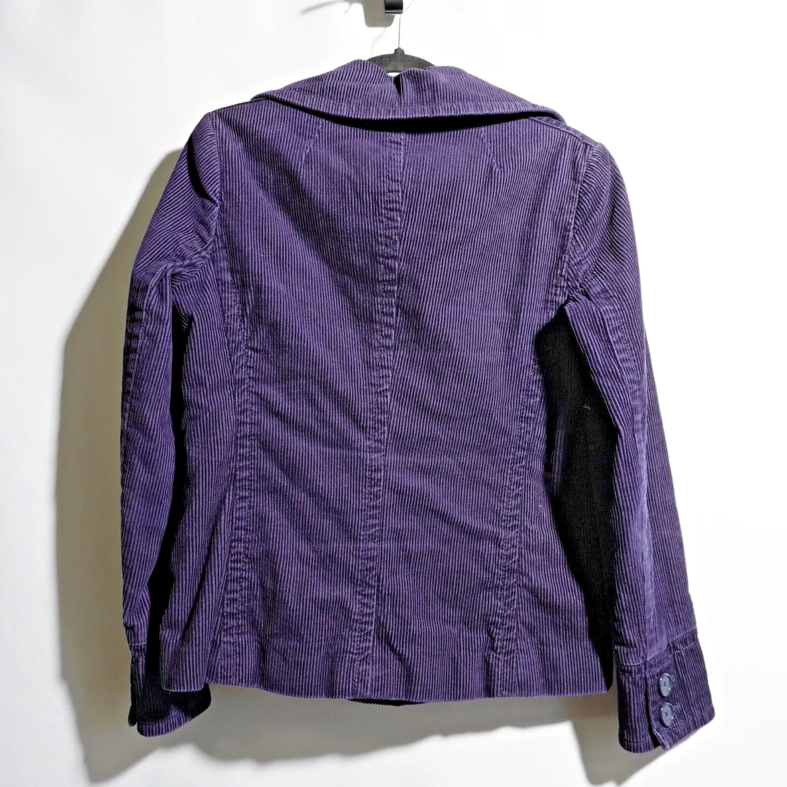 VTG Gap‎ Navy Blue Pea Coat Corduroy Indie Double Breasted Twee Academia M Y2K - Image 3