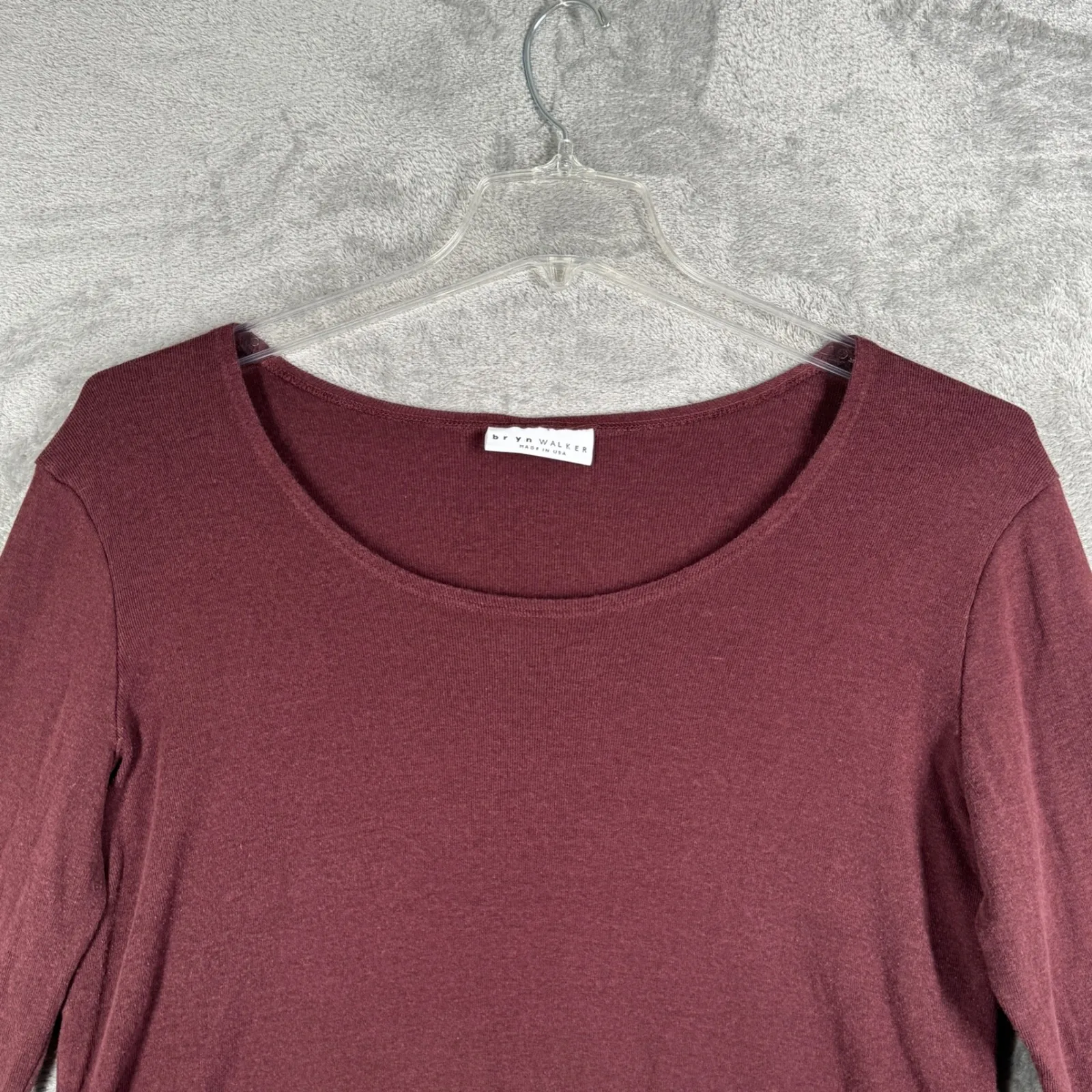 Bryn Walker‎ Top Womens Burgundy Knit Scoop Neck Long Sleeve Minimalist Artsy XL - Image 4