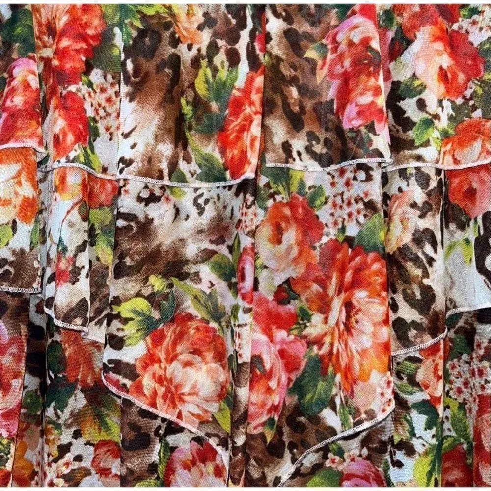 Susan Lawrence Floral Ruffle Sleeveless Blouse Sz M Women’s Animal Print - Image 7