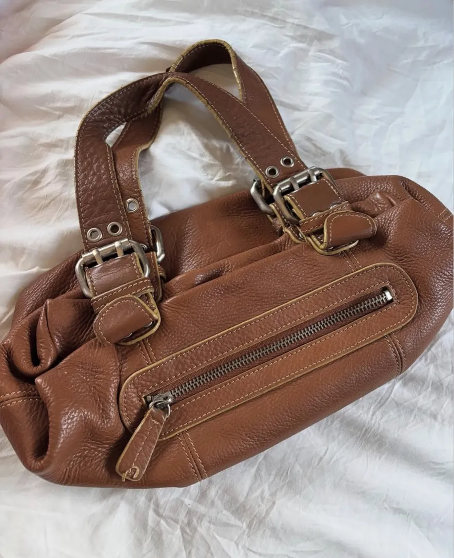 genuine vintage leather handbag purse - Image 3