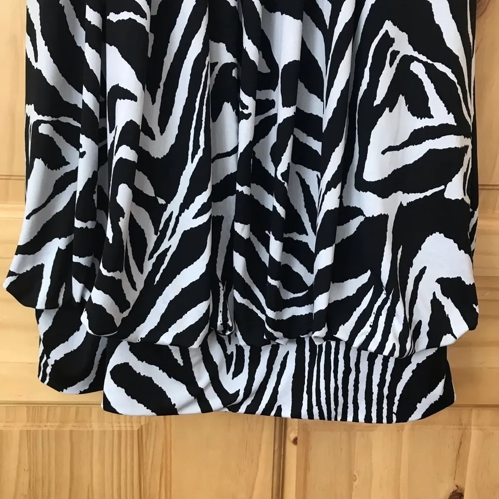𝅺Forever Twentyone zebra print bubble skirt tank dress Jr M - Image 27