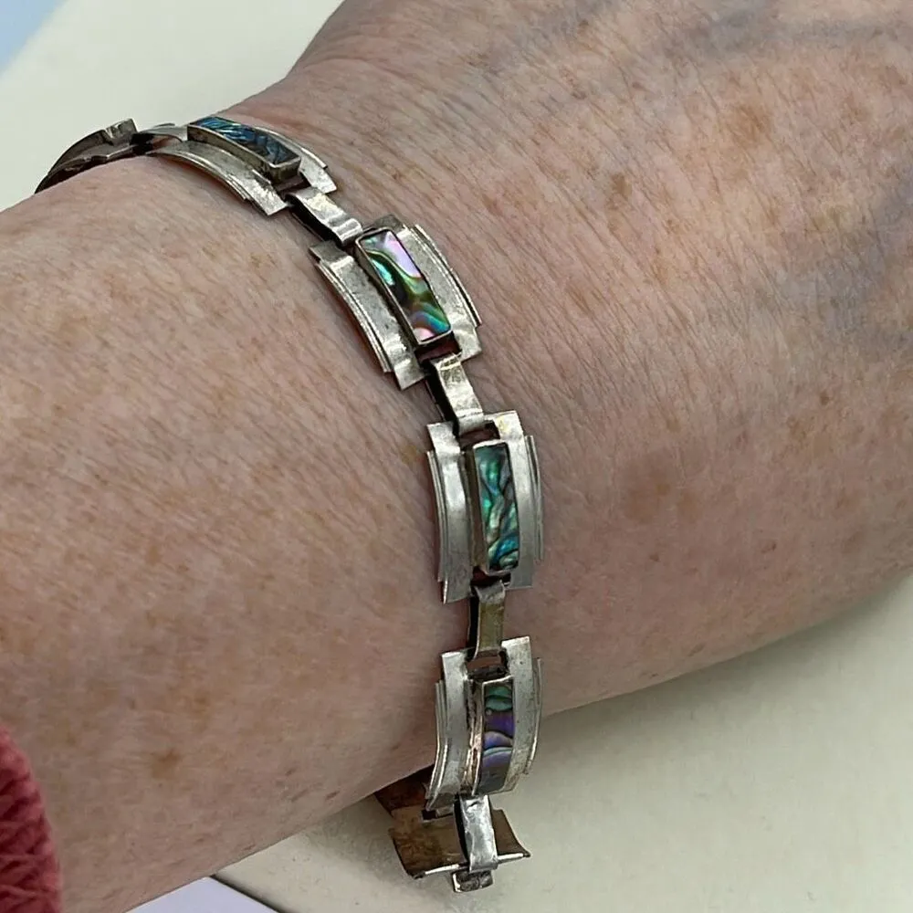 Jorge Castillo (JC) Taxco Mexico sterling silver 925 Abalone link bracelet - Image 3