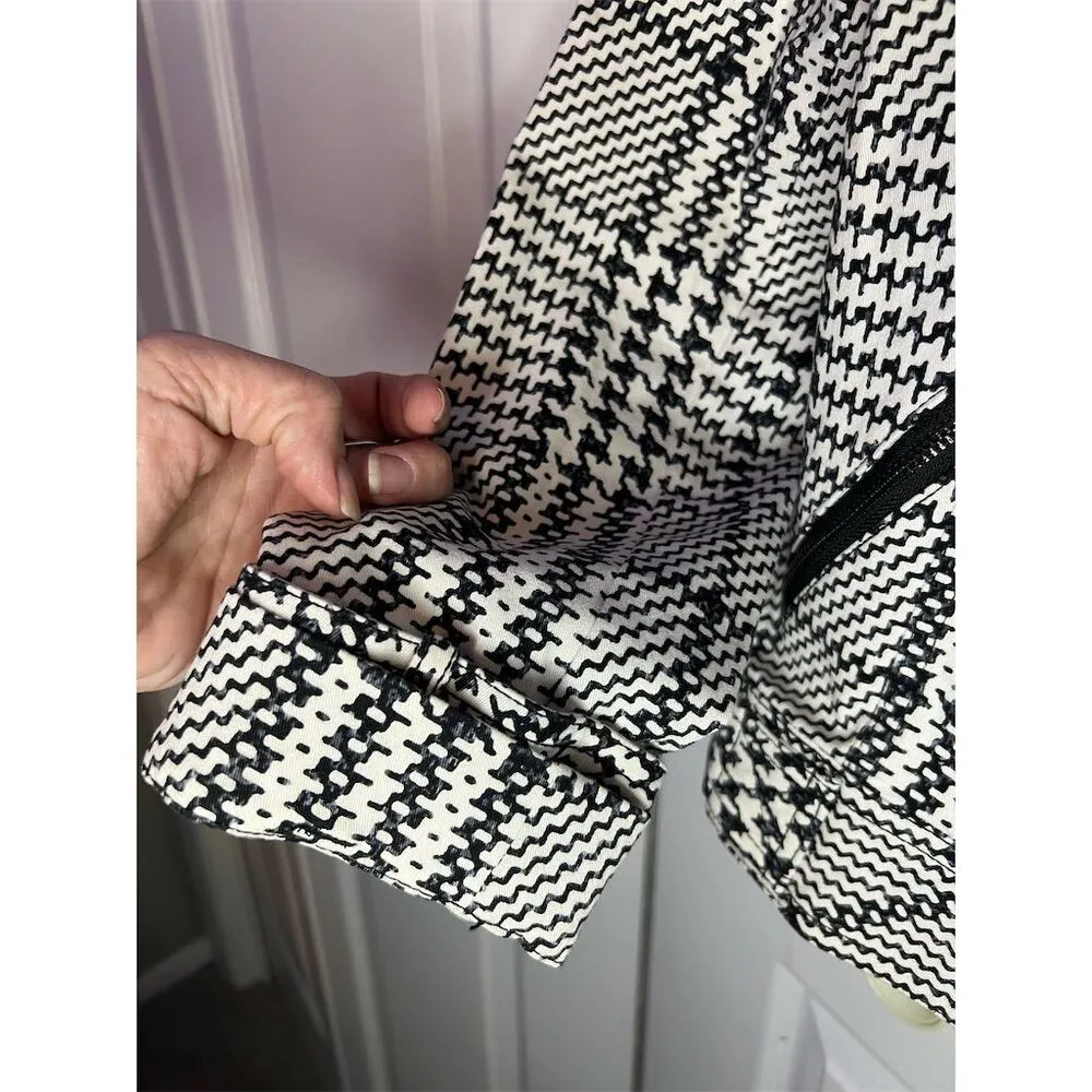 White House Black Market Women's Houndstooth Moto Jacket Size 10 Multico… - Image 3