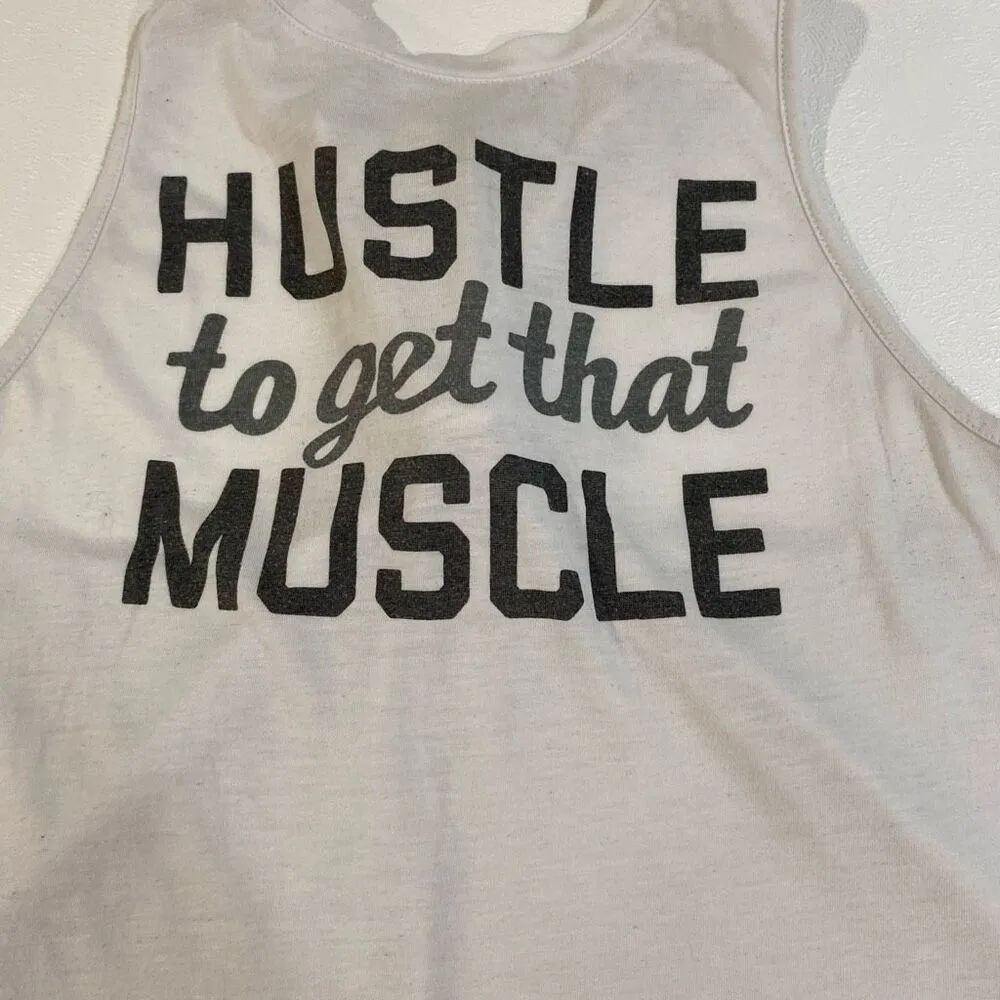 SO Perfectly Soft White “Hustle to Get That Muscle” Tank Top Size XL Activewear - Image 4