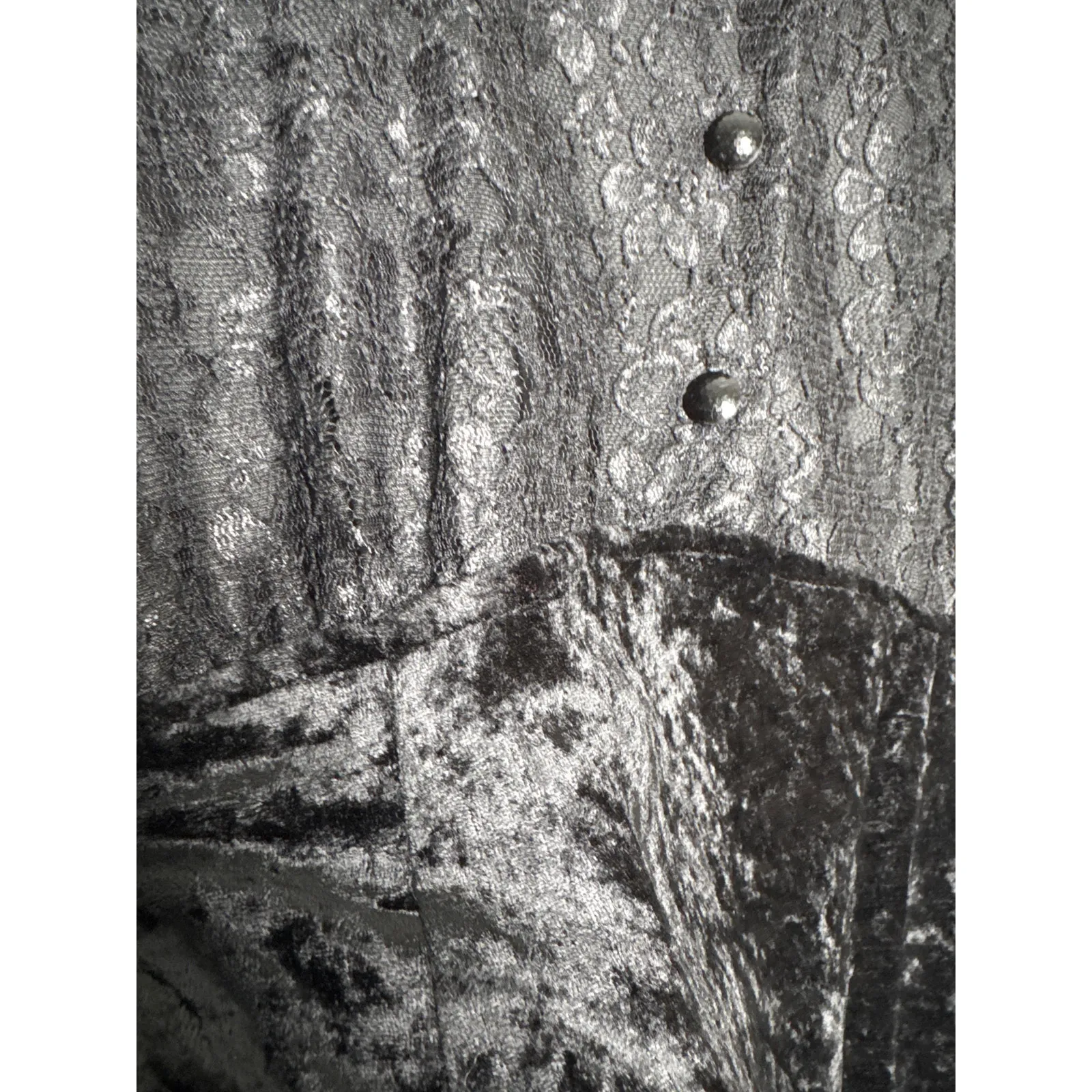 Vintage 1990s Ms. Choice Black Lace & Velvet Maxi Dress Made in USA large - Image 10