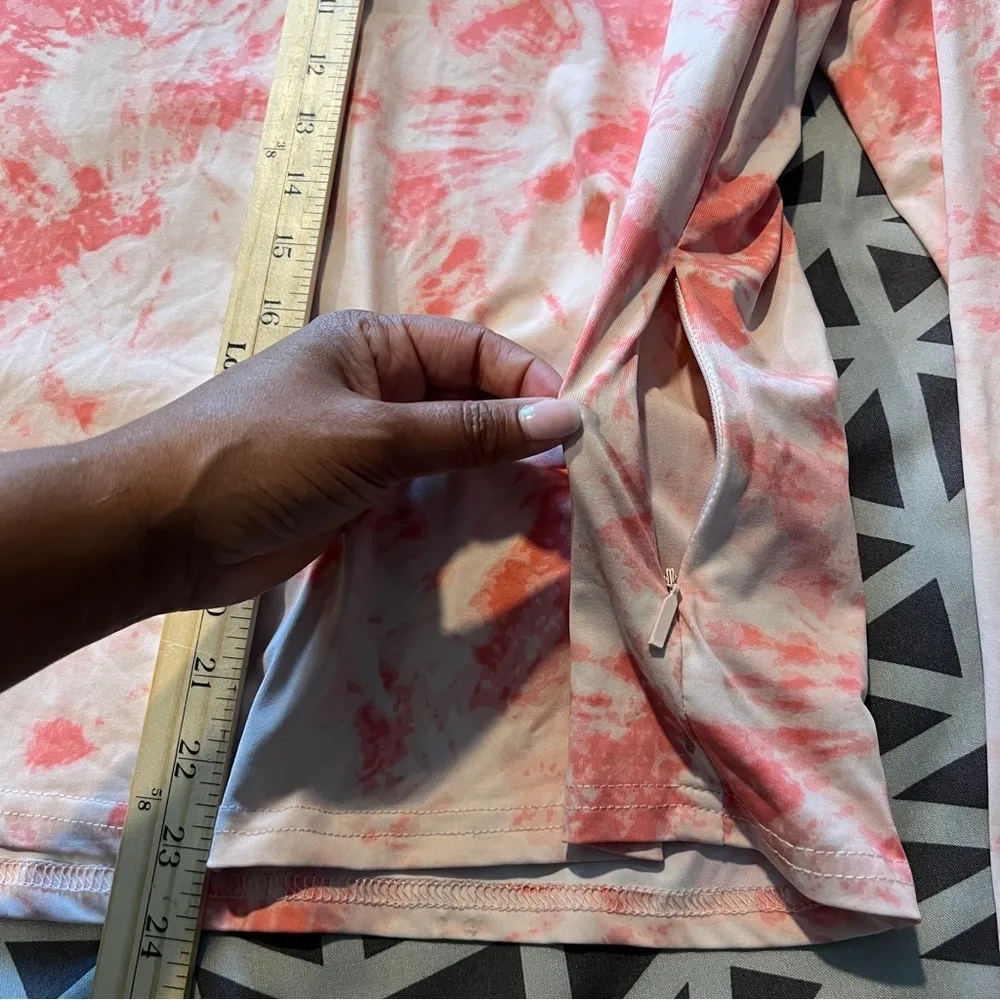 Hang Ten Women's Size L Pink White Tie-Dye Long Sleeve Top UV Protect Zip Pocket - Image 11