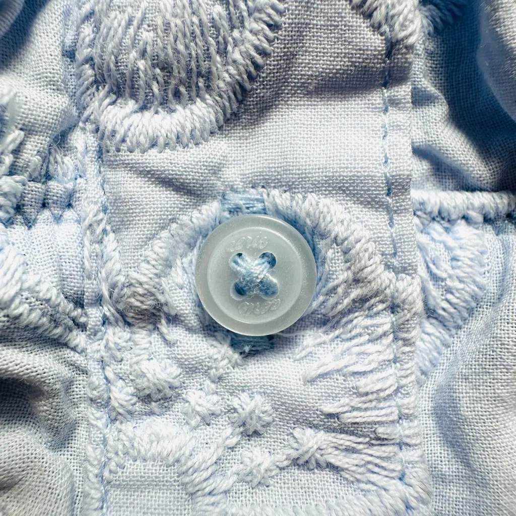 Aerie Embroidered Lace Button-Up Top Women’s Sz XXL Light Blue Cotton - Image 7