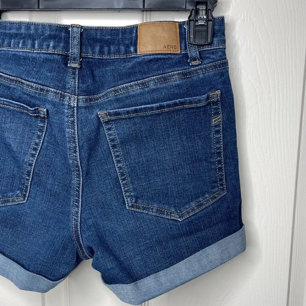 Aeropostale Aero Hise Rise Midi Cuffed Denim Shorts - 4 - Image 3