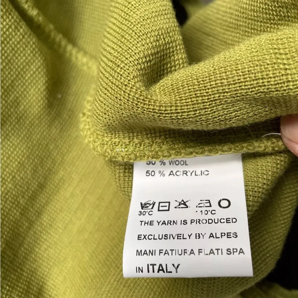 Angel ll Ruffled Olive & Black Wool Blend Sweater Cardigan Karlon Design - Image 4