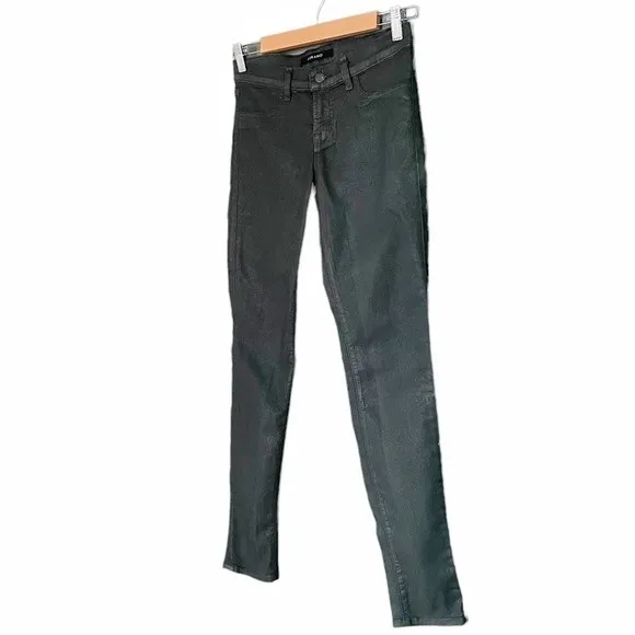 J Brand Jeans Coated Pine Green Skinny Low Rise Denim Size 28 | 6 2010s Fashion - Image 6