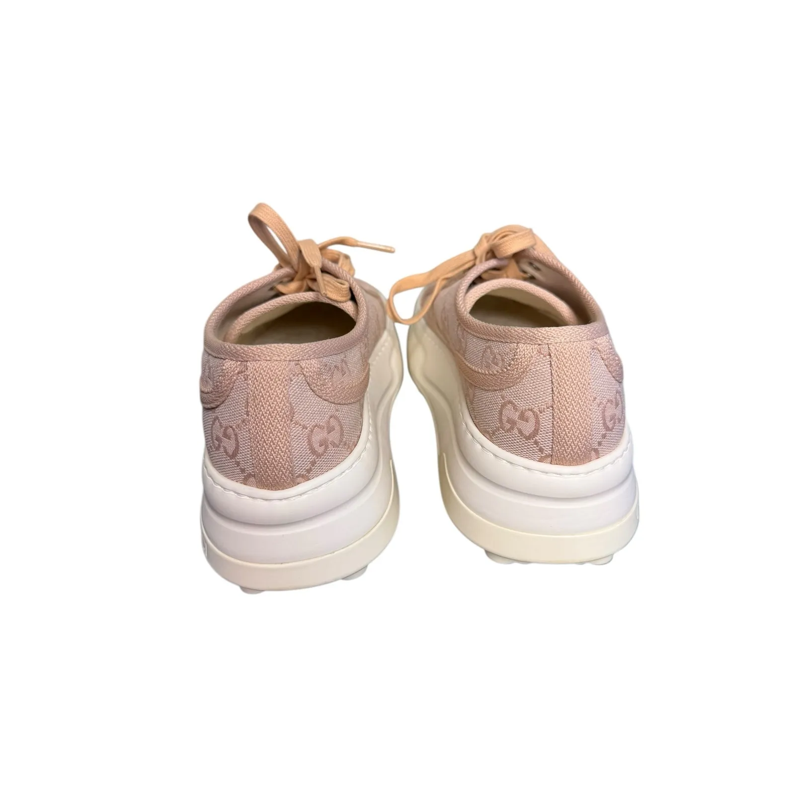 Gucci NIB Tennis Treck Platform Sneakers in Pink Monogram Canvas Size 39 - Image 9