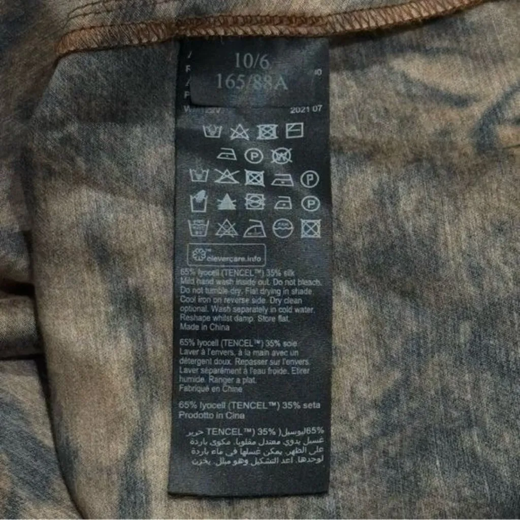 NEW All Saints Penny Grizedale Cat Print Silk Blend Wrap Front‎ Blouse Grunge 6 - Image 6