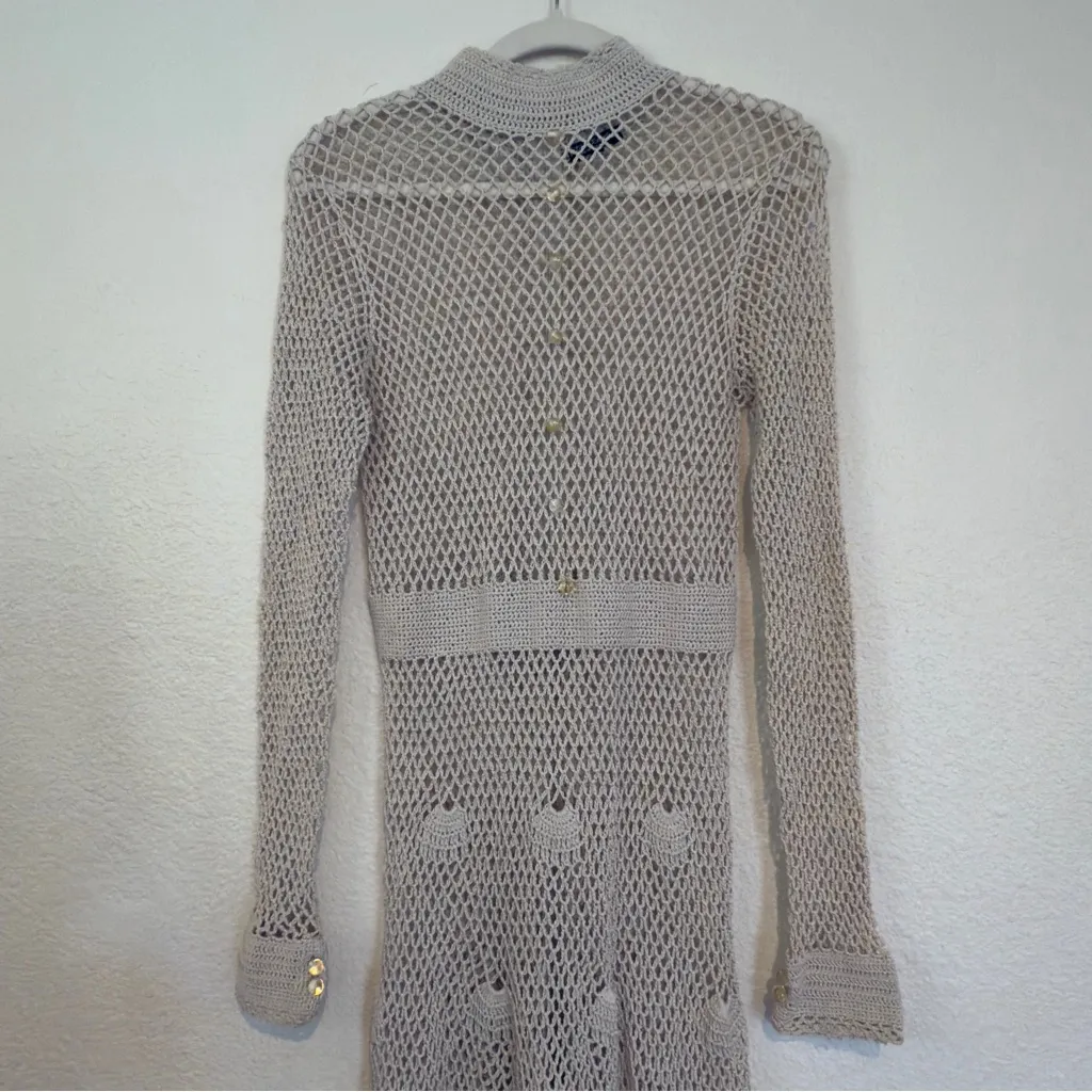 Vintage Betsey Johnson Crochet Dress Glass Beads Size M - Image 6