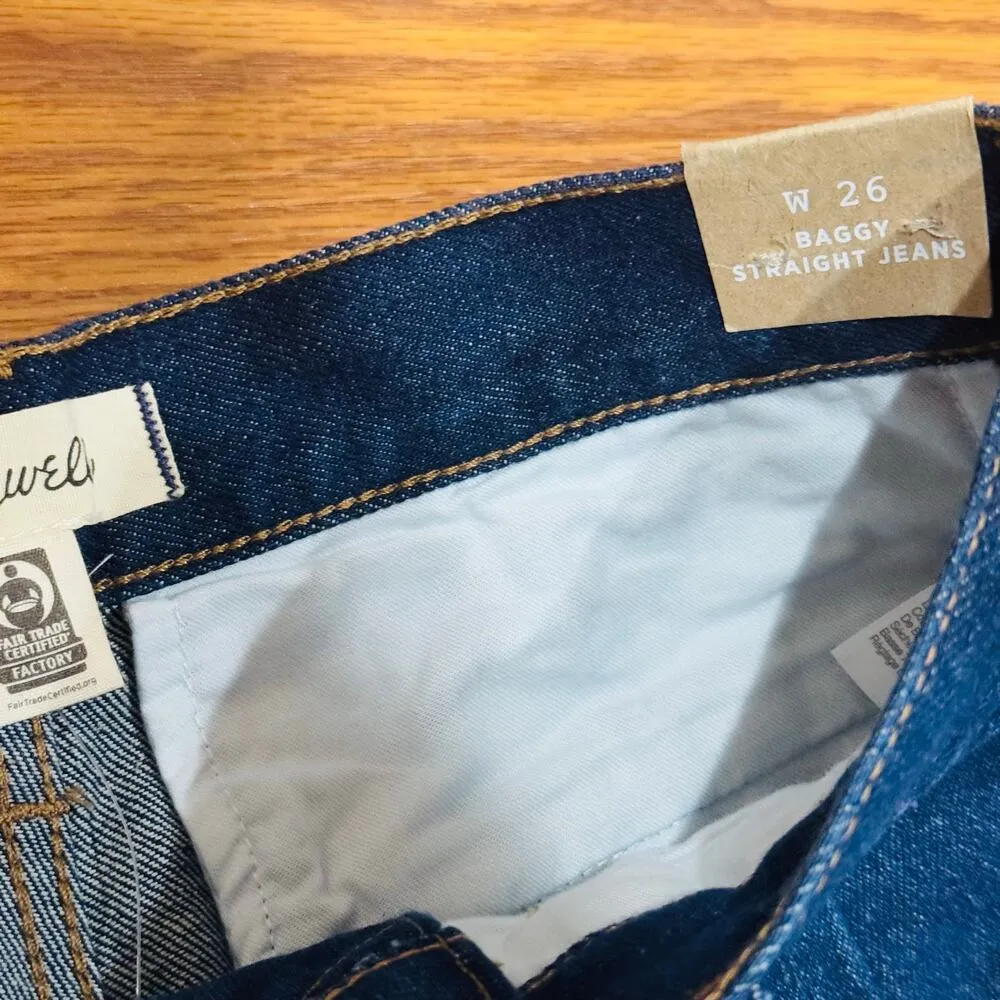 Madewell Baggy Straight Jeans  trousers in Woodham Wash: Pleated Edition 26 - Image 8