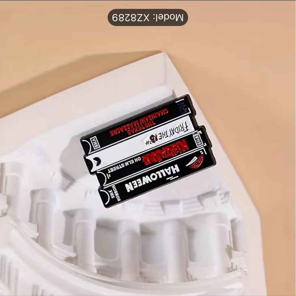 Horror Film Series Brooch Video‎ Tape Halloween Movie Badge Backpacks Jackets Black - Image 4